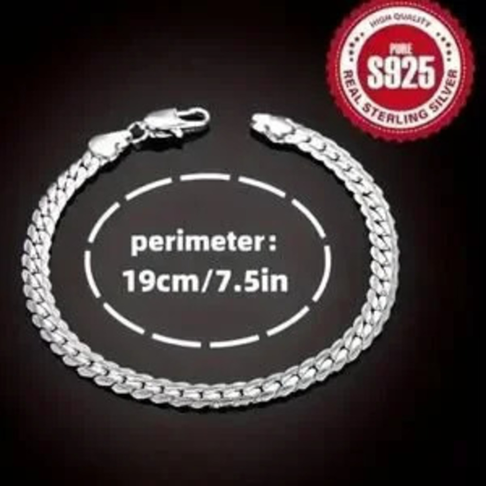 925 Sterling Silver Bracelet Cuban Snake Chain Link Birthday Christmas Gift NEW